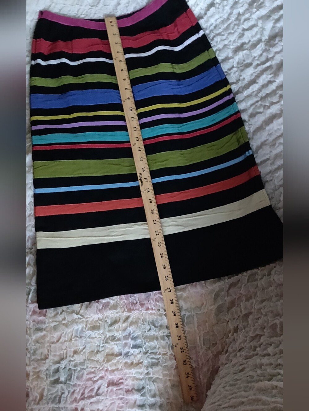 Neesh By DAR Anthropologie Black Striped Grosgrain Ribbon Skirt - Picture 8 of 8